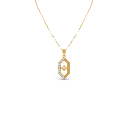 Hexa Rhombus Diamond Pendant With Chain Hexa Rhombus Diamond Pendant With Chain - Yellow