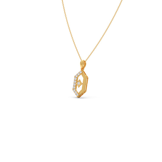 Hexa Rhombus Diamond Pendant With Chain Hexa Rhombus Diamond Pendant With Chain - Yellow