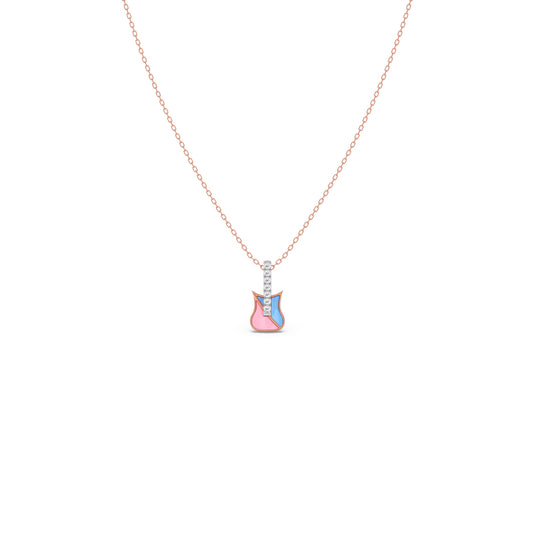 Melody Miniature Diamond Guitar Kids Pendant With chain Melody Miniature Diamond Guitar Kids Pendant With chain - Rose