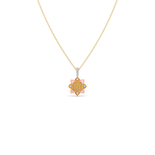 Divine Shri Lotus Diamond Kids Pendant With Chain Divine Shri Lotus Diamond Kids Pendant With Chain - Yellow