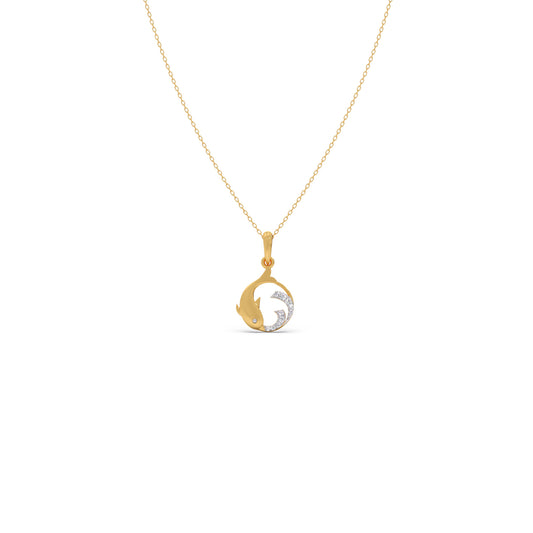 Intertwined Fish Diamond Kids Pendant With Chain Intertwined Fish Diamond Kids Pendant With Chain - Yellow