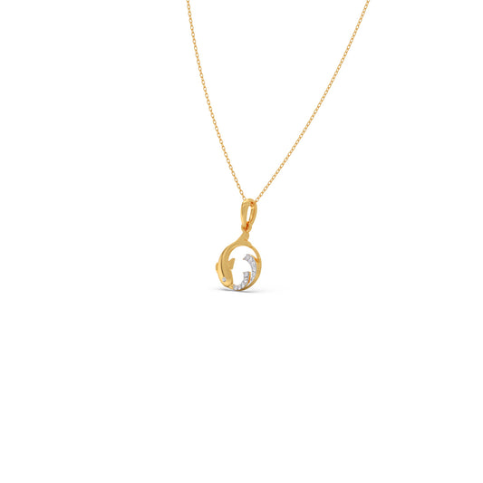 Intertwined Fish Diamond Kids Pendant With Chain Intertwined Fish Diamond Kids Pendant With Chain - Yellow