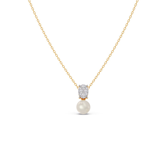 Elliptical Diamond Pearl Chain Pendant Elliptical Diamond Pearl Chain Pendant - Yellow