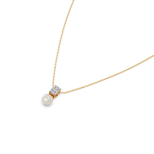 Elliptical Diamond Pearl Chain Pendant Elliptical Diamond Pearl Chain Pendant - Yellow