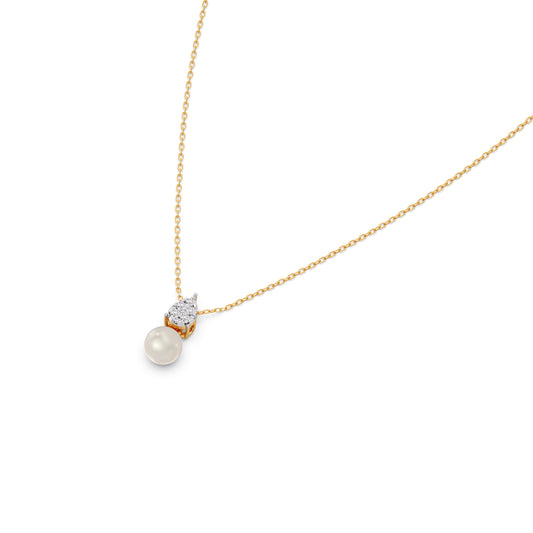 Pearl Dewdrop Diamond Chain Pendant Pearl Dewdrop Diamond Chain Pendant - Yellow