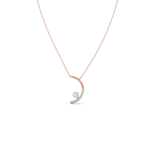Floating-Pearls Diamond Arc Chain Pendant Floating-Pearls Diamond Arc Chain Pendant - Rose