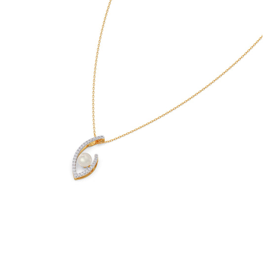 Ivory Crescent-Pearls Diamond Pendant Ivory Crescent-Pearls Diamond Pendant - Yellow