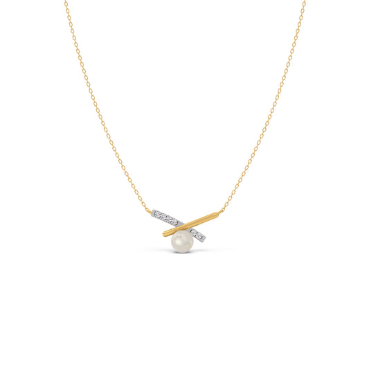 Crisscross Pearl Diamond Chain Pendant Crisscross Pearl Diamond Chain Pendant - Yellow