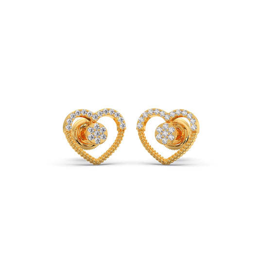 Twisted Heart Drop Diamond Stud Earrings Twisted Heart Drop Diamond Stud Earrings - Yellow
