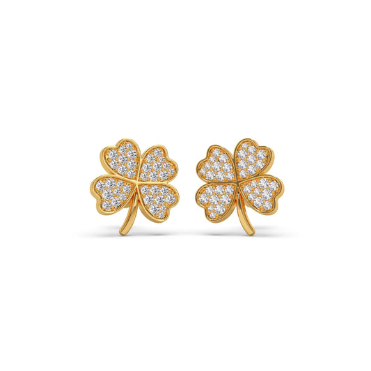 Clover Flower Pave Diamond Studs Clover Flower Pave Diamond Studs - Yellow