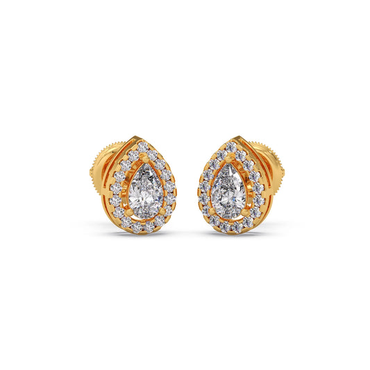 Gold Pear Halo Diamond Earrings Gold Pear Halo Diamond Earrings - Yellow