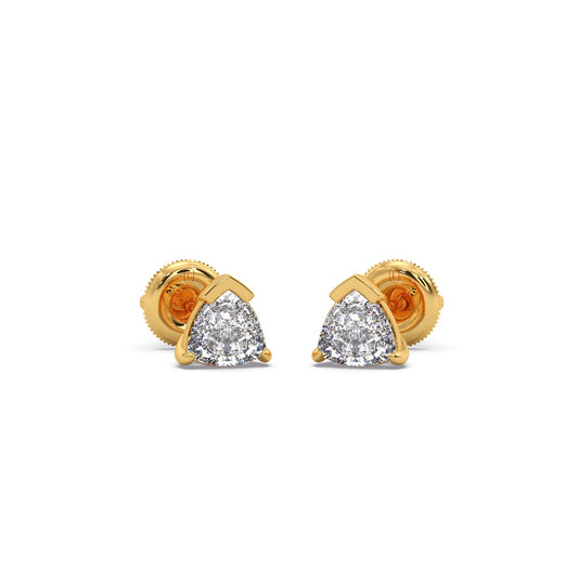 Half Bezel & Claw Prong Set Smallitaire Trillion Shape Diamond Earring Half Bezel & Claw Prong Set Smallitaire Trillion Shape Diamond Earring - Yellow