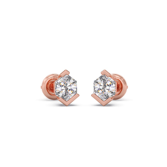 Hexa Smallitaires Half Bezel Earrings Hexa Smallitaires Half Bezel Earrings - Rose