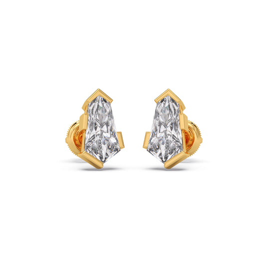 Half Bezel Set Pin Shape Solitaire Earring Half Bezel Set Pin Shape Solitaire Earring - Yellow