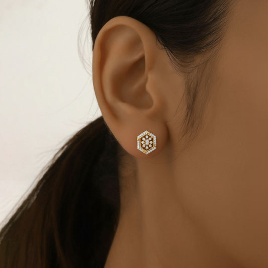 Celestial Hex Diamond Stud Earrings Celestial Hex Diamond Stud Earrings