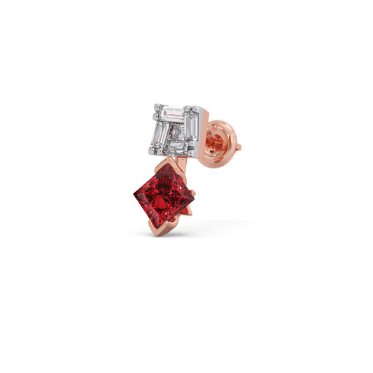 Rose Square Gemstone Stud Earrings Rose Square Gemstone Stud Earrings - Rose
