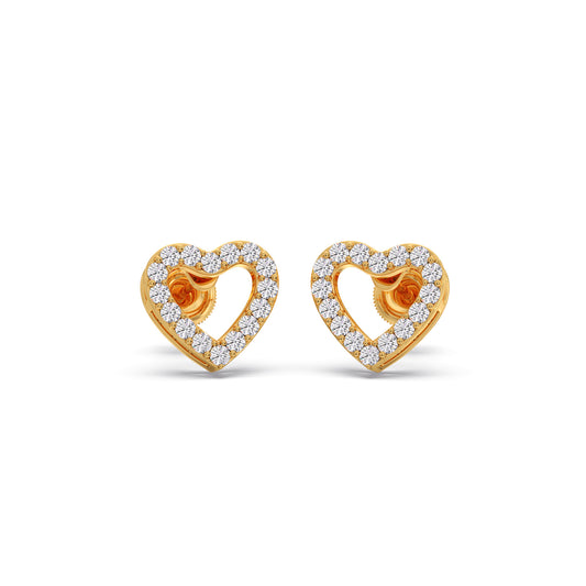 Hollow Heart Diamond Earrings Hollow Heart Diamond Earrings - Yellow