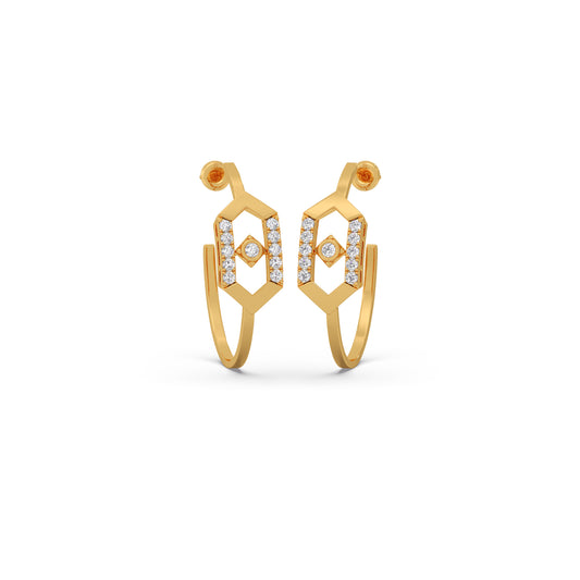 Hexora-Moving Diamond Nexus Hoop Earrings Hexora-Moving Diamond Nexus Hoop Earrings - Yellow