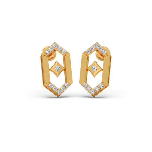 Flutter Diamond Hex Link Stud Earrings Flutter Diamond Hex Link Stud Earrings - Yellow