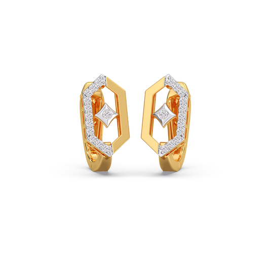 Hexa Rhombus Diamond Hoop Earrings Hexa Rhombus Diamond Hoop Earrings - Yellow