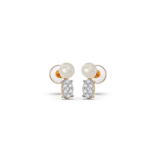 Elliptical Diamond Pearl Drop Earrings Elliptical Diamond Pearl Drop Earrings - Yellow