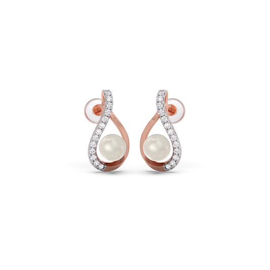 Fresh-Water Pearl Diamond Stud Earrings Fresh-Water Pearl Diamond Stud Earrings - Rose