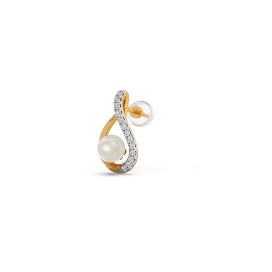 Fresh-Water Pearl Diamond Stud Earrings Fresh-Water Pearl Diamond Stud Earrings - Yellow