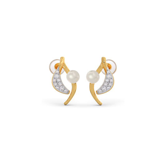Mist Pearl Diamond Stud Earrings Mist Pearl Diamond Stud Earrings - Yellow
