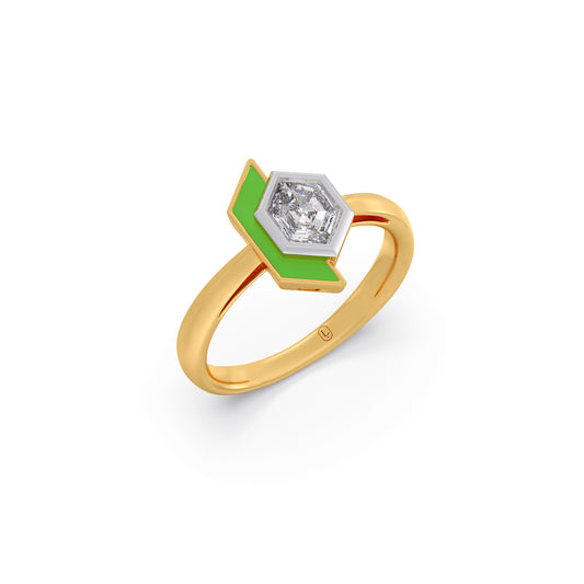 Hexora-enamel Verdant Solitaire Ring Hexora-enamel Verdant Solitaire Ring - Yellow