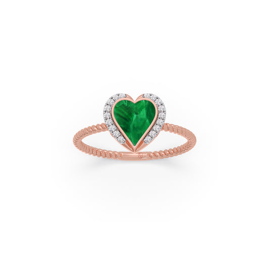 Malachite Heart Diamond Ring Malachite Heart Diamond Ring - Rose