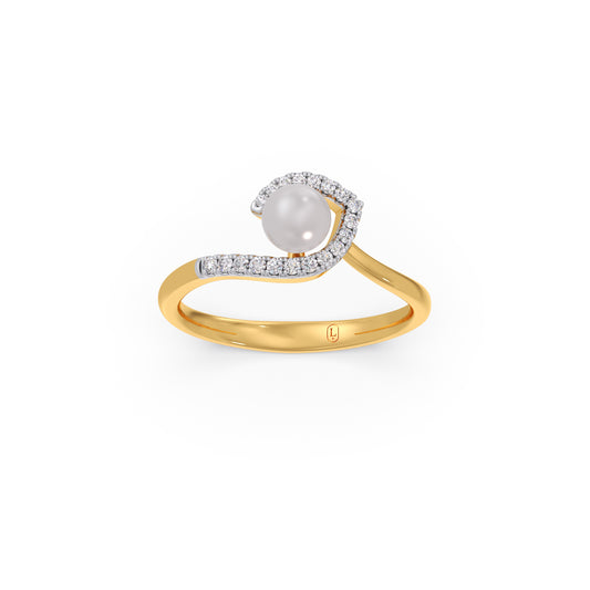 Ivory Crescent-Pearls Diamond Ring Ivory Crescent-Pearls Diamond Ring - Yellow