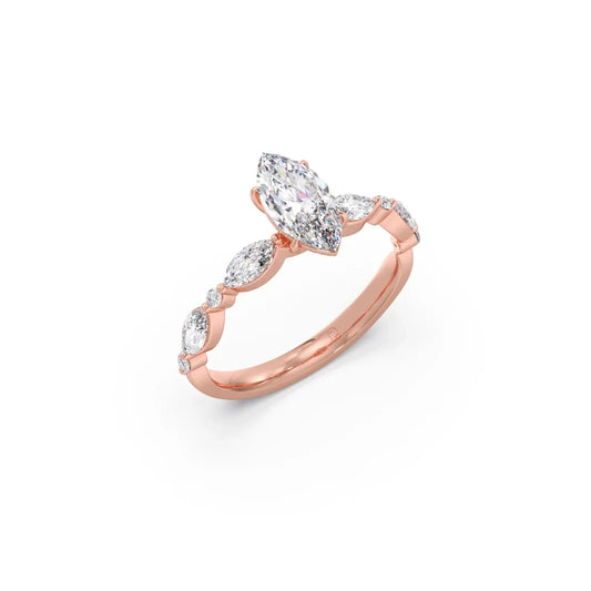 Marquise Cut with Side Diamonds Accent Engagement Ring Marquise Cut with Side Diamonds Accent Engagement Ring - Rose