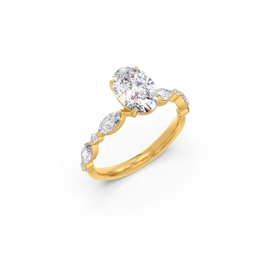 Oval Cut with Side Diamonds Accent Engagement Ring Oval Cut with Side Diamonds Accent Engagement Ring - Yellow