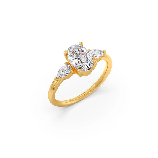 Oval Cut Three Stone Engagement Ring Oval Cut Three Stone Engagement Ring - Yellow