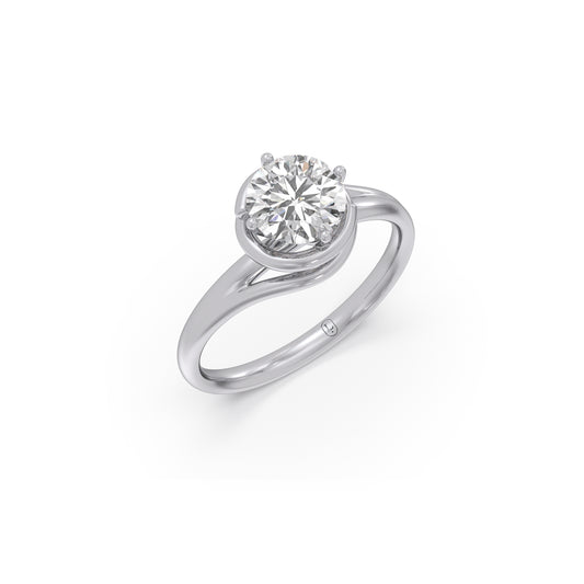 1.30 ct Solitaire Round Cut Spiral Setting Ring 1.30 ct Solitaire Round Cut Spiral Setting Ring - White
