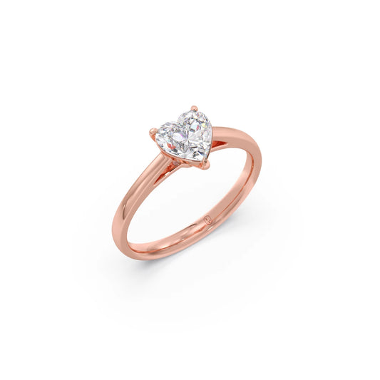 Solitaire Heart Shape Diamond Engagement Ring - 0.88 Cts Solitaire Heart Shape Diamond Engagement Ring - 0.88 Cts - Rose