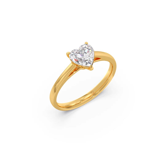 Solitaire Heart Shape Diamond Engagement Ring - 0.88 Cts Solitaire Heart Shape Diamond Engagement Ring - 0.88 Cts - Yellow