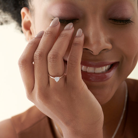 Solitaire Heart Shape Diamond Engagement Ring - 0.88 Cts Solitaire Heart Shape Diamond Engagement Ring - 0.88 Cts - MQ