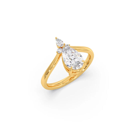 Comet Pear Round Stylized Ring Comet Pear Round Stylized Ring - Yellow