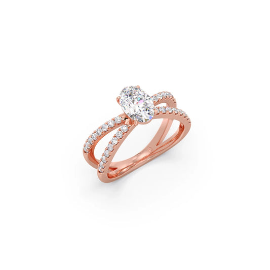Oval Diamond Crossover Micro Pave Engagement Ring Oval Diamond Crossover Micro Pave Engagement Ring - Rose