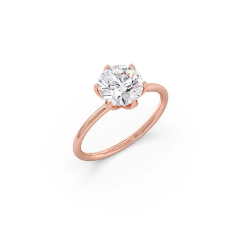 Round Solitaire Tulip Setting Engagement Ring