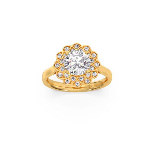 Round Diamond Engagement Ring with Floral Halo Round Diamond Engagement Ring with Floral Halo
