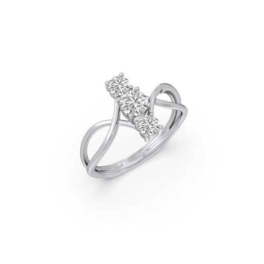 Interlocking Three-Stone Diamond Ring Interlocking Three-Stone Diamond Ring - White