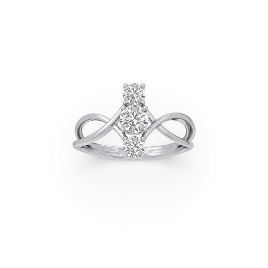 Interlocking Three-Stone Diamond Ring Interlocking Three-Stone Diamond Ring - White