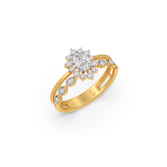 Vintage Halo Oval Diamond Ring Vintage Halo Oval Diamond Ring - Yellow