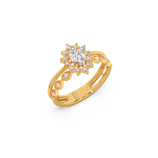 Vintage Halo Oval Diamond Ring Vintage Halo Oval Diamond Ring - Yellow