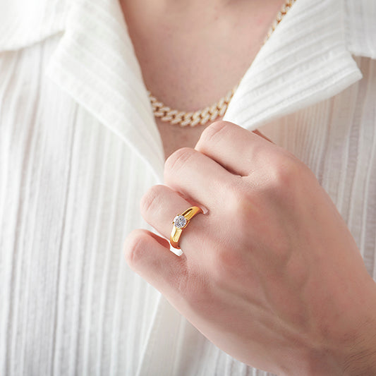 Four Prong Men's Solitaire engagement Band 6.20mm Four Prong Men's Solitaire engagement Band 6.20mm - MQ