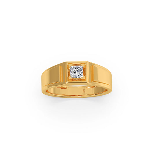 Princess Cut Diamond Men's Classic Ring Princess Cut Diamond Men's Classic Ring - Yellow