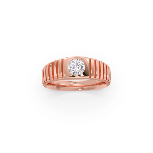 0.73 Carat Grooved Diamond Men's Classic Ring 0.73 Carat Grooved Diamond Men's Classic Ring - Rose