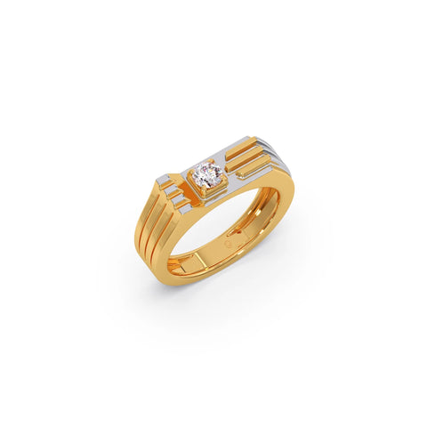 0.30 Carat Linear Diamond Men's Classic Two Tone Ring